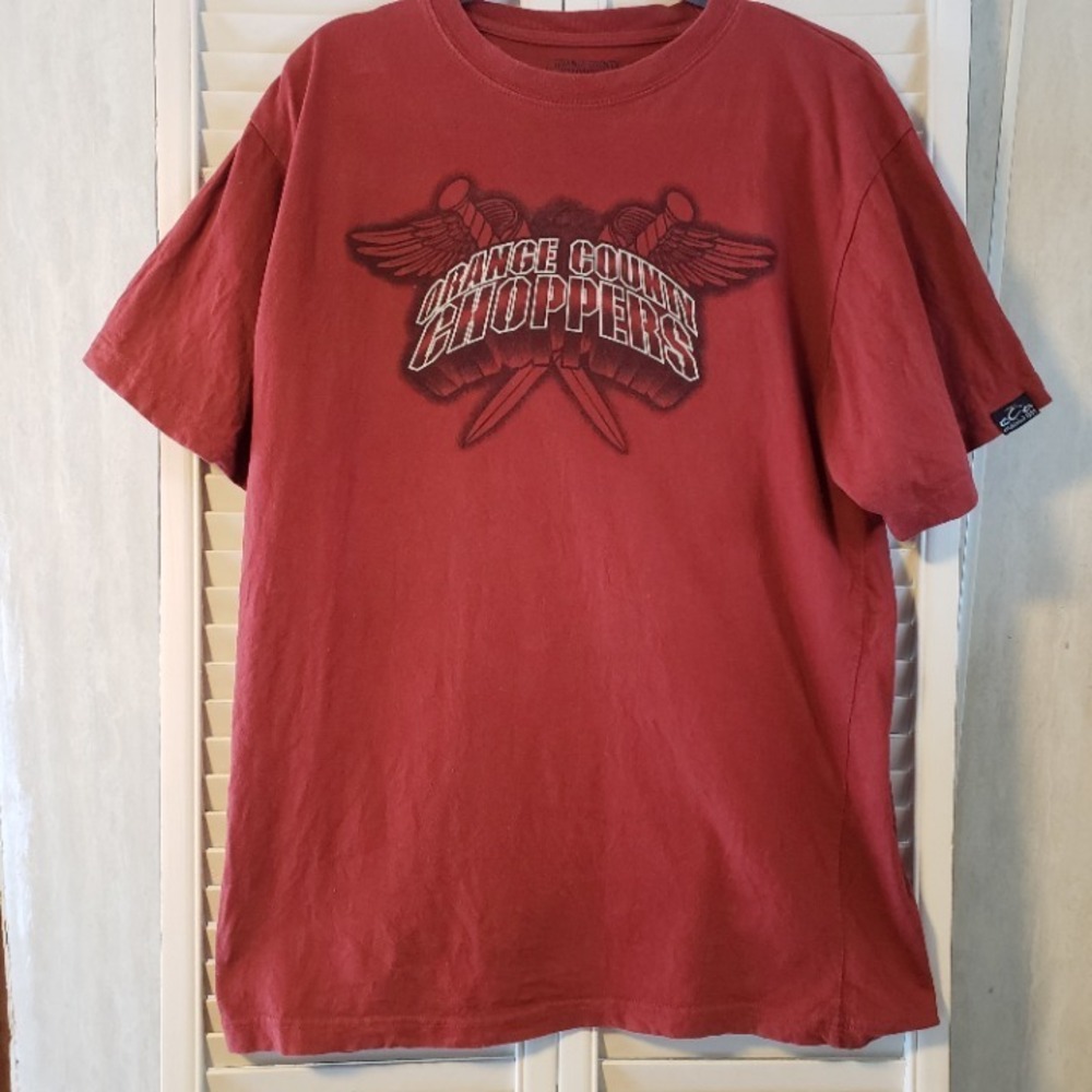 Orange County Choppers Mens XL Red Graphic T-Shirt Short Sleeve Biker Moto Tee